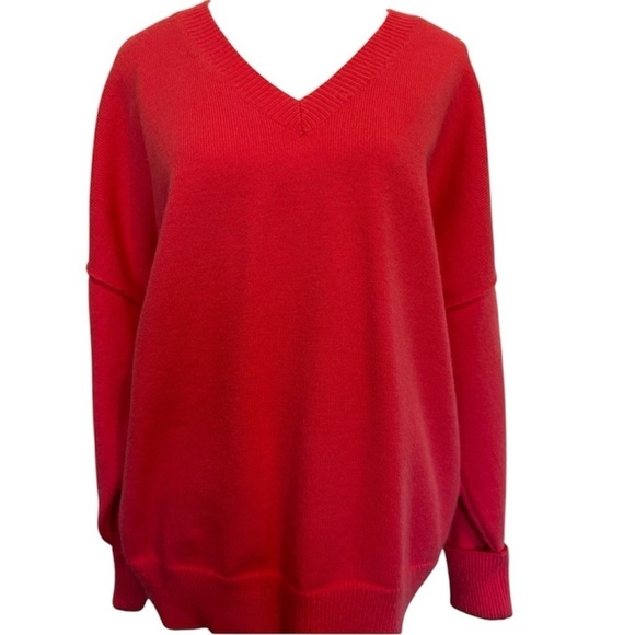 Abela V neck sweater cuffed sleeves, soft material,winter size Small Coral - Picture 1 of 13